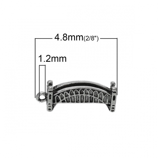 Image de Pendentifs en Alliage de Zinc Pont Argent Vieilli 24mm x 8mm, 20 Pcs