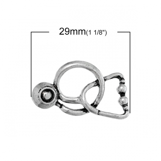 Picture of Zinc Based Alloy Medical Charms Antique Silver Color Stethoscope 29mm x 19mm, 1 Piece