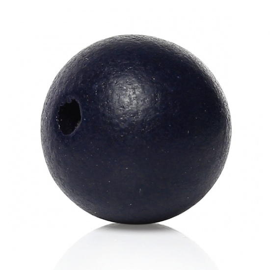 Picture of Wood Spacer Beads Round Navy blue About 20mm Dia, Hole: Approx 3mm-3.5mm, 6 PCs