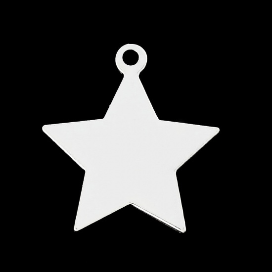 Изображение Латунь очарование Подвески Звезда Посеребренный Пустой 23мм x 22мм, 20 ШТ                                                                                                                                                                                     