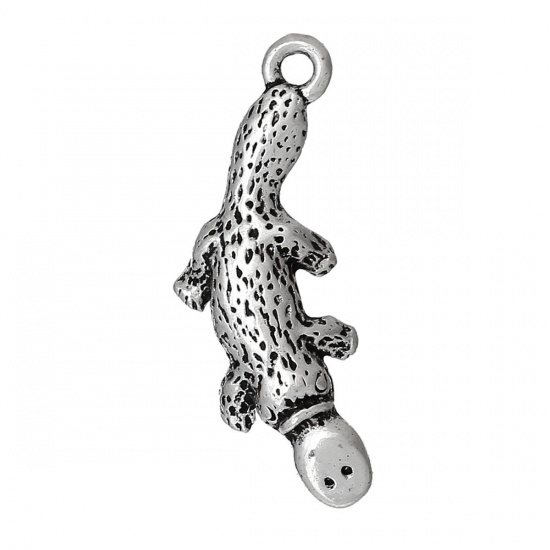 Image de Pendentifs en Alliage de Zinc Animal Ornithorynque Argent Vieilli 25mm x 10mm, 20 Pcs