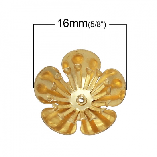 Immagine di Ottone Coppette Copriperla Fiore Colore di Ottone (Addetti 10mm Perline) 16mm x 16mm, 2 Pz                                                                                                                                                                    