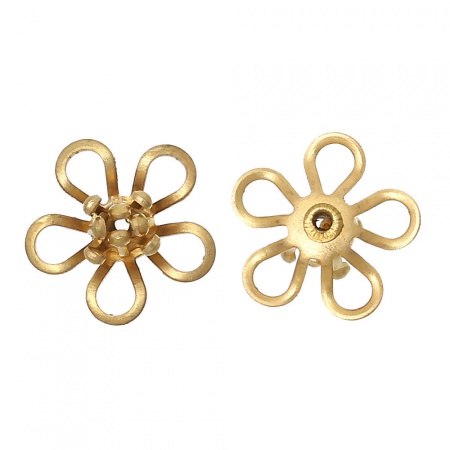 Messing Filigran Verbinder Verzierung Blumen Originalfarbe Ohne Plattierung 12mm x 12mm, 2 Stück