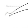 Bild von Wachsschnur Halskette mit Edelstahl Karabinerverschluss Schwarz 45cm lang 2 Stück