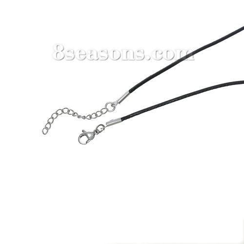 Picture of Wax Rope Cord Necklace Black Color 45.5cm(17 7/8") long, 2 PCs