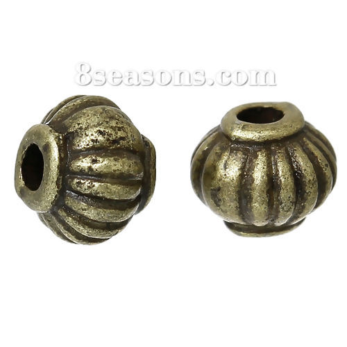 Picture of Spacer Beads Pumpkin Shape Antique Bronze About 5mm x 4mm, Hole:Approx 1.3mm, 300 PCs