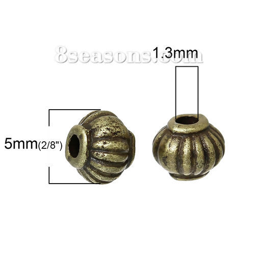 Picture of Spacer Beads Pumpkin Shape Antique Bronze About 5mm x 4mm, Hole:Approx 1.3mm, 300 PCs