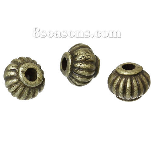 Picture of Spacer Beads Pumpkin Shape Antique Bronze About 5mm x 4mm, Hole:Approx 1.3mm, 300 PCs