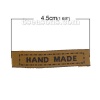 Bild von Terylen Gewebtes Etikett DIY Scrapbooking Handwerk Rechteck Braun Message Muster " Hand Made " 45mm x 10mm, 100 Stücke