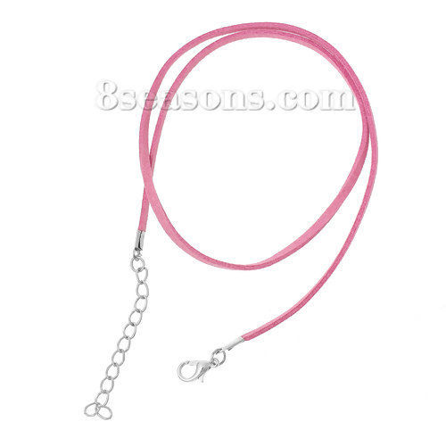 Picture of Velvet Faux Suede Cord Necklace Pink 45cm(17 6/8") long, 10 PCs