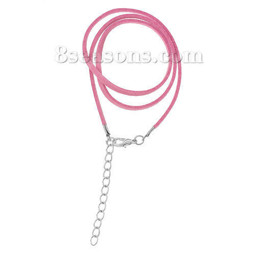 Picture of Velvet Faux Suede Cord Necklace Pink 45cm(17 6/8") long, 10 PCs