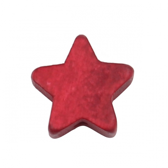 Bild von Holz Zwischenperlen Spacer Perlen Pentagramm Stern Rot ca. 15mm x 15mm, Loch: ca. 1.8mm, 20 Stück