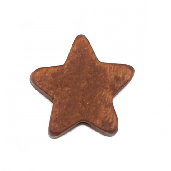 Picture of Wood Spacer Beads Pentagram Star Brown Yellow About 15mm x 15mm, Hole: Approx 1.8mm, 20 PCs