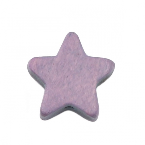 Immagine di Wood Spacer Beads Pentagram Star Purple About 15mm x 15mm, Hole: Approx 1.8mm, 20 PCs