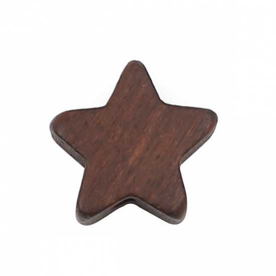 Immagine di Wood Spacer Beads Pentagram Star Coffee About 15mm x 15mm, Hole: Approx 1.8mm, 20 PCs