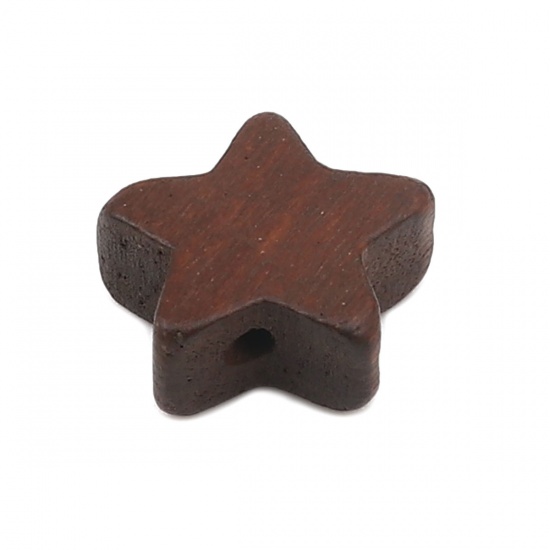 Immagine di Wood Spacer Beads Pentagram Star Coffee About 15mm x 15mm, Hole: Approx 1.8mm, 20 PCs