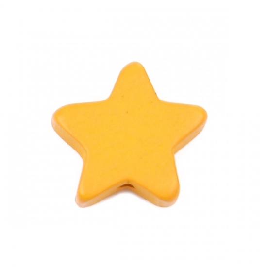Picture of Wood Spacer Beads Pentagram Star Orange About 15mm x 15mm, Hole: Approx 1.8mm, 20 PCs