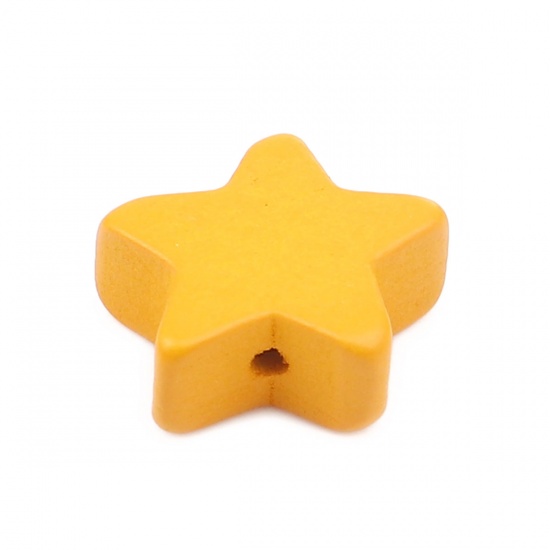 Bild von Holz Zwischenperlen Spacer Perlen Pentagramm Stern Orange ca. 15mm x 15mm, Loch: ca. 1.8mm, 20 Stück