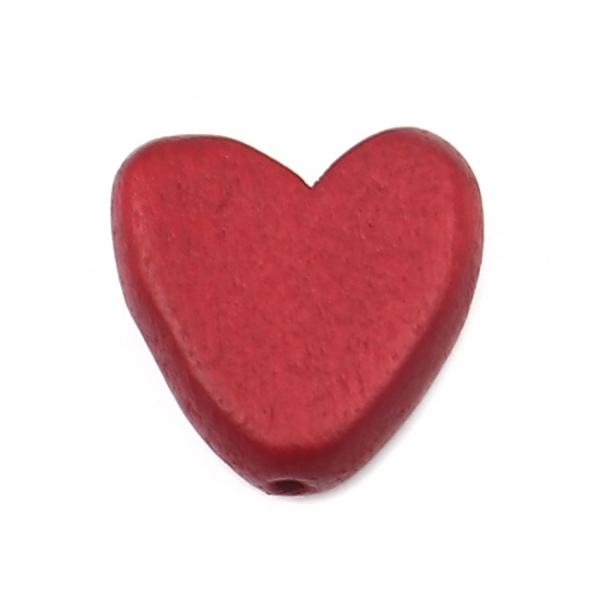 Picture of Wood Spacer Beads Heart Red About 15mm x 15mm, Hole: Approx 1.8mm, 20 PCs