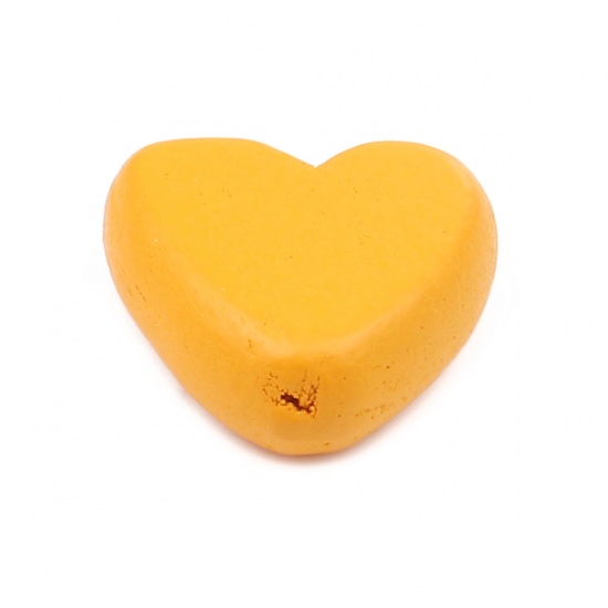 Picture of Wood Spacer Beads Heart Orange About 15mm x 15mm, Hole: Approx 1.8mm, 20 PCs