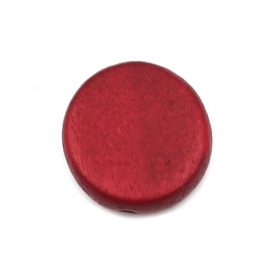 Picture of Wood Spacer Beads Round Red About 15mm Dia., Hole: Approx 1.8mm, 20 PCs