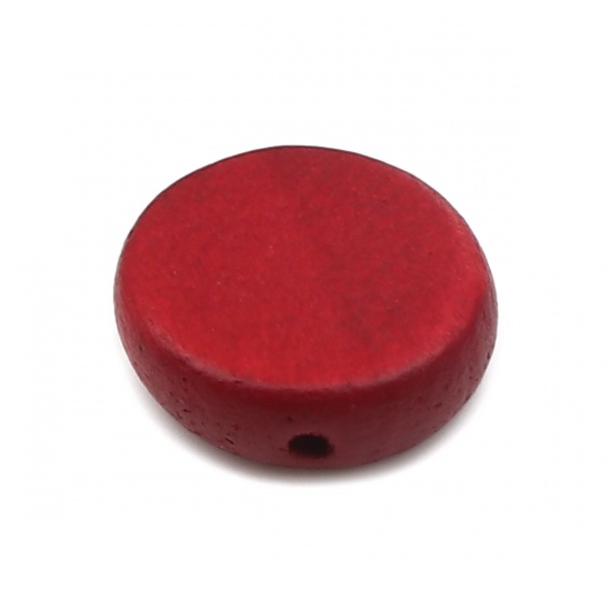 Picture of Wood Spacer Beads Round Red About 15mm Dia., Hole: Approx 1.8mm, 20 PCs