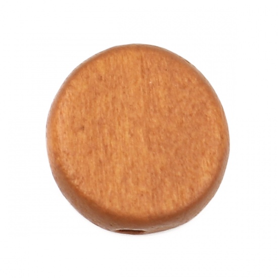 Picture of Wood Spacer Beads Round Brown Yellow About 15mm Dia., Hole: Approx 1.8mm, 20 PCs