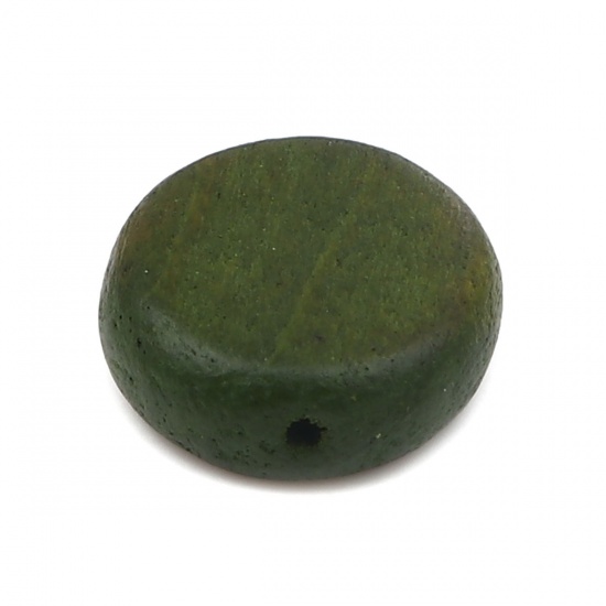 Picture of Wood Spacer Beads Round Olive Green About 15mm Dia., Hole: Approx 1.8mm, 20 PCs