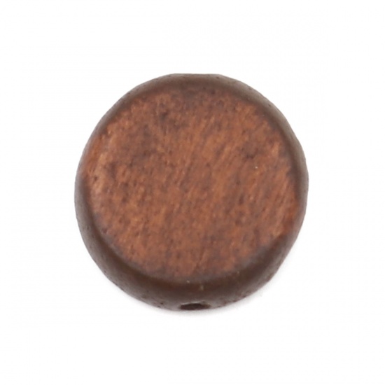 Picture of Wood Spacer Beads Round Coffee About 15mm Dia., Hole: Approx 1.8mm, 20 PCs