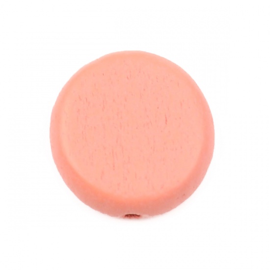 Picture of Wood Spacer Beads Round Peach Pink About 15mm Dia., Hole: Approx 1.8mm, 20 PCs