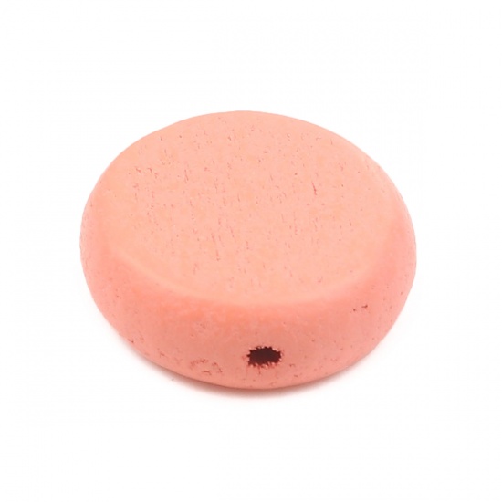 Picture of Wood Spacer Beads Round Peach Pink About 15mm Dia., Hole: Approx 1.8mm, 20 PCs