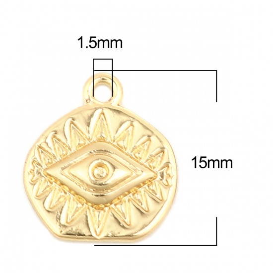 Immagine di Lega di Zinco Religione Charms Ovale Oro Placcato Occhio della Provvidenza/ Occhio che Tutto Vede 15mm x 14mm , 10 Pz