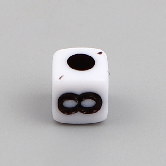 Picture of Acrylic Beads Square Black & White At Random Pattern About 5mm x 5mm, Hole: Approx 2mm, 1000 PCs
