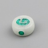 Bild von Acrylic Beads Flat Round At Random Initial Alphabet/ Capital Letter Pattern Glow In The Dark Luminous About 10mm Dia., Hole: Approx 2.2mm, 200 PCs