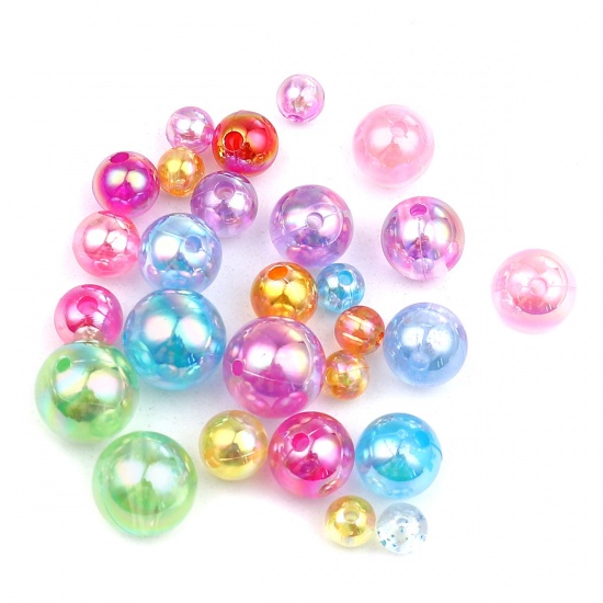 Picture of Acrylic Beads Round At Random AB Color About 6mm Dia., Hole: Approx 1.6mm, 1000 PCs