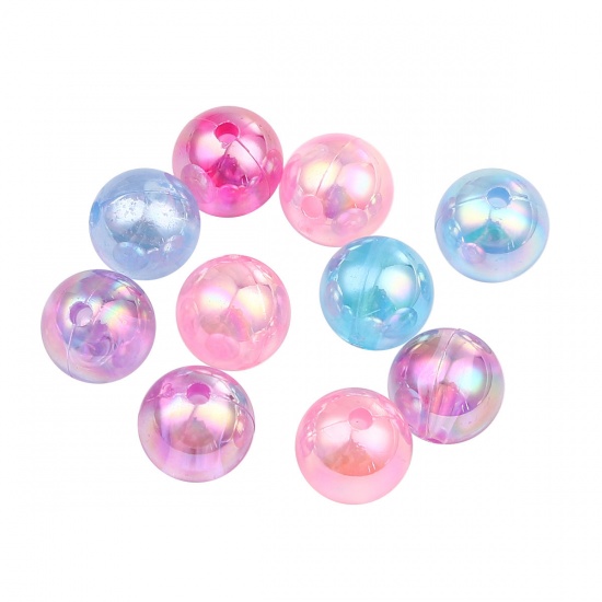 Imagen de Acrylic Beads Round At Random AB Color About 8mm Dia., Hole: Approx 2.2mm, 500 PCs