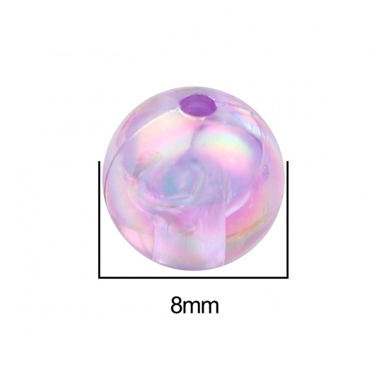 Picture of Acrylic Beads Round At Random AB Color About 8mm Dia., Hole: Approx 2.2mm, 500 PCs