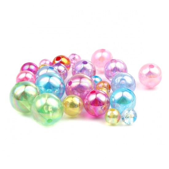 Picture of Acrylic Beads Round At Random AB Color About 8mm Dia., Hole: Approx 2.2mm, 500 PCs