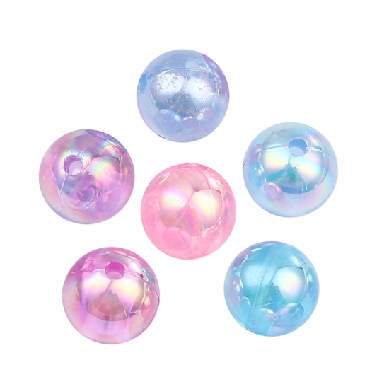 Picture of Acrylic Beads Round At Random AB Color About 10mm Dia., Hole: Approx 1.9mm, 200 PCs