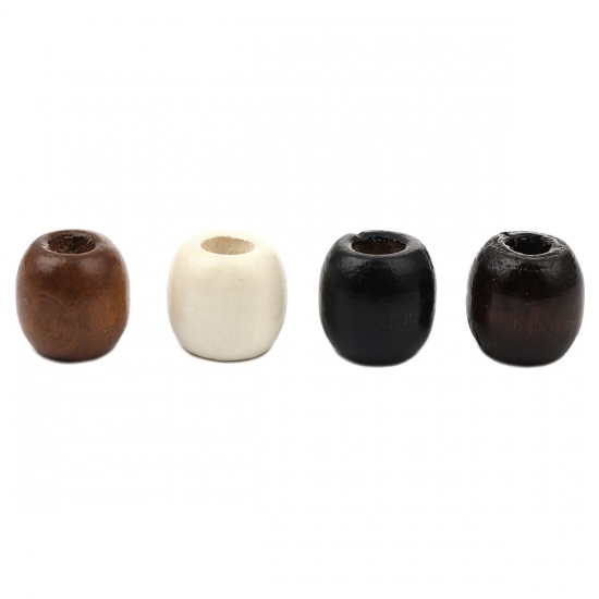 Picture of Hinoki Wood Spacer Beads Barrel Black About 17mm x 16mm, Hole: Approx 7mm, 200 PCs