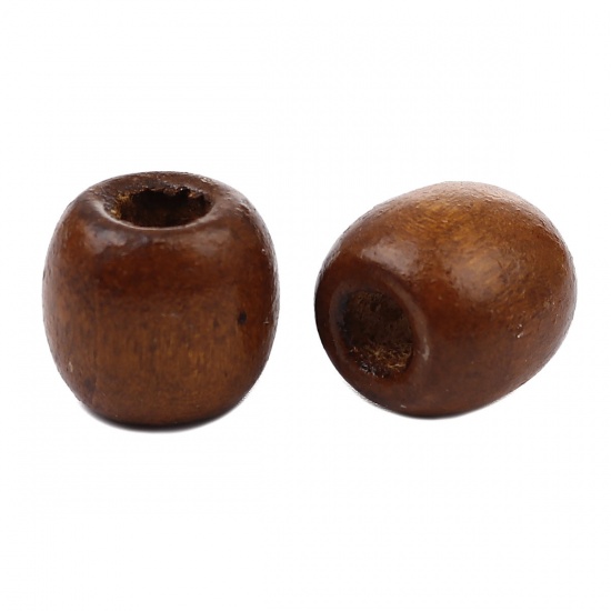 Imagen de Hinoki Wood Spacer Beads Barrel Brown About 17mm x 16mm, Hole: Approx 7mm, 200 PCs