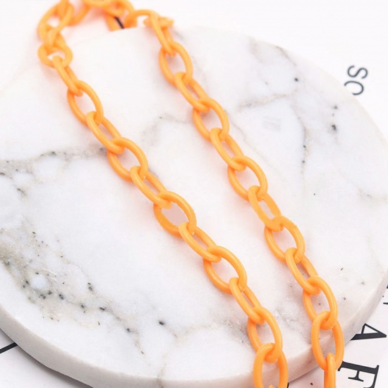 Picture of Plastic Closed Soldered Link Cable Chain Findings Orange Oval 13x8mm, 42cm(16 4/8") long, 2 PCs