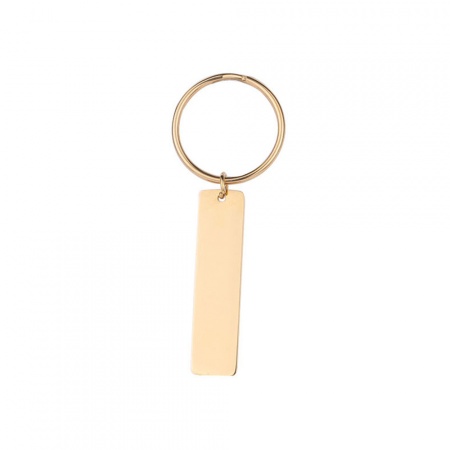 Picture of Stainless Steel Blank Stamping Tags Keychain & Keyring Gold Plated Rectangle One-sided Polishing 65mm x 25mm, 1 Piece