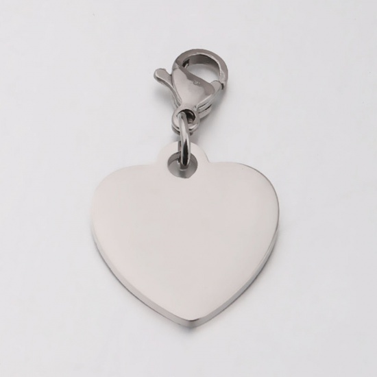 Picture of Stainless Steel Blank Stamping Tags Keychain & Keyring Silver Tone Heart One-sided Polishing 1 Piece