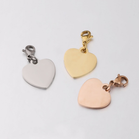 Picture of Stainless Steel Blank Stamping Tags Keychain & Keyring Gold Plated Heart One-sided Polishing 1 Piece