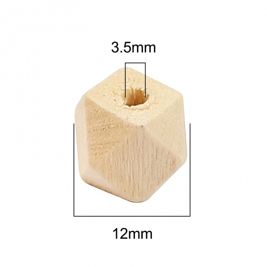 Bild von Holz Zwischenperlen Spacer Perlen Geometrie Zufällig Mix Facettiert ca. 12mm x 12mm, Loch: ca. 3.5mm, 50 Stück