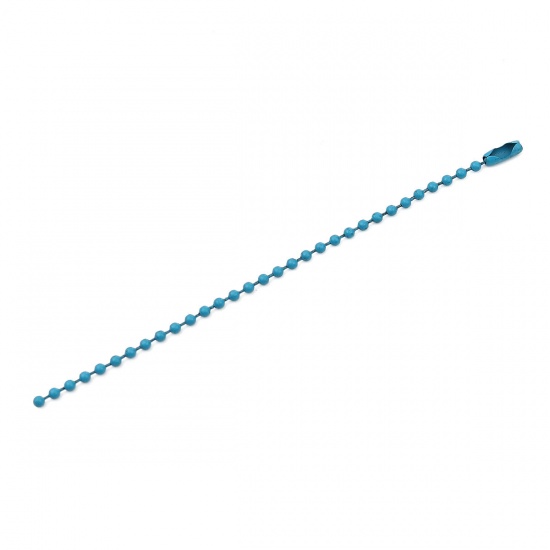 Изображение Iron Based Alloy Painting Ball Chain Findings Blue 2.4mm, 12cm(4 6/8") long, 20 PCs
