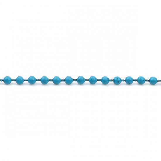 Picture of Iron Based Alloy Painting Ball Chain Findings Blue 2.4mm, 12cm(4 6/8") long, 20 PCs