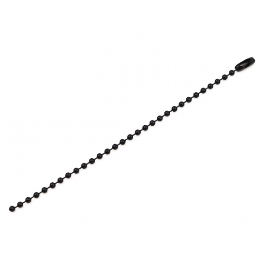 Picture of Iron Based Alloy Painting Ball Chain Findings Black 2.4mm, 12cm(4 6/8") long, 20 PCs
