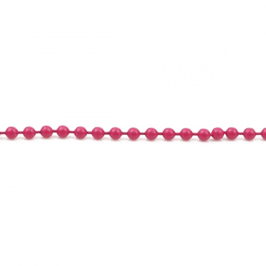 Immagine di Iron Based Alloy Painting Ball Chain Findings Fuchsia 2.4mm, 12cm(4 6/8") long, 20 PCs